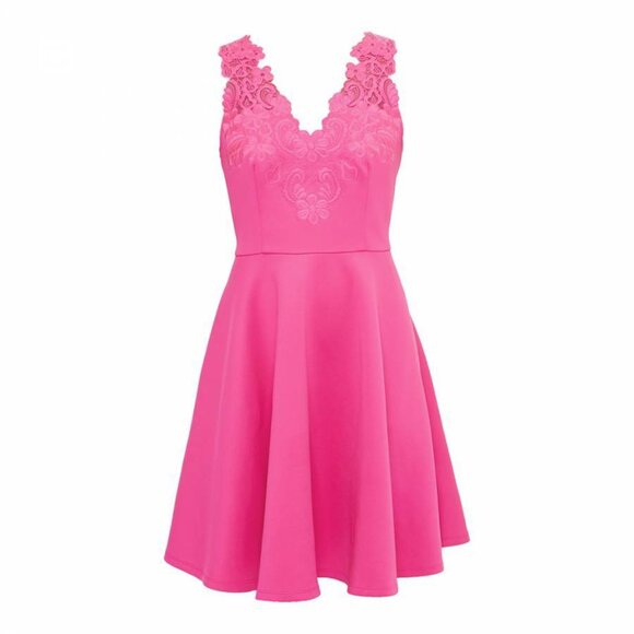 Ted Baker Taliia Halterneck Embroidered Lace Dress NWT Fuchsia Pink Size 12 - Picture 2 of 13